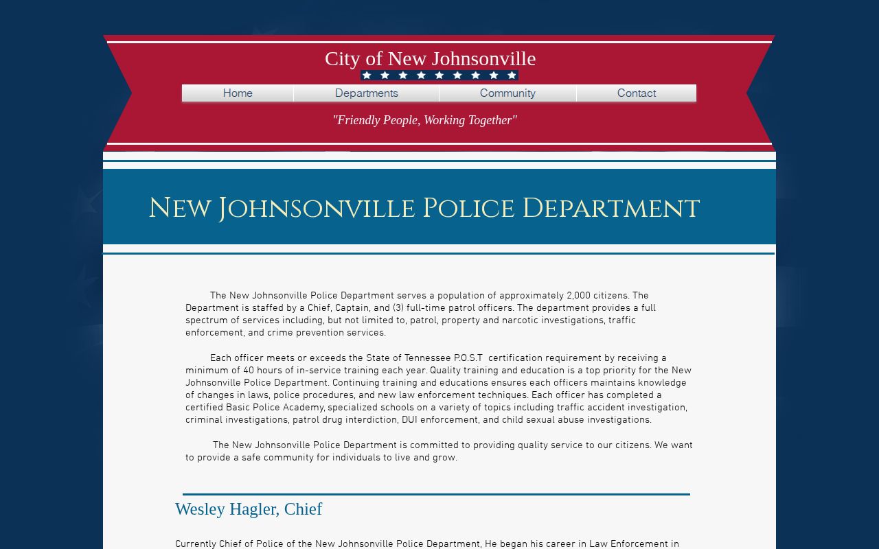 New Johnsonville Police Department contact and recent arrest fallback